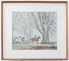 Edwin Twiss - Gerahmtes Aquarell von 1977, Ein glorreicher Galopp