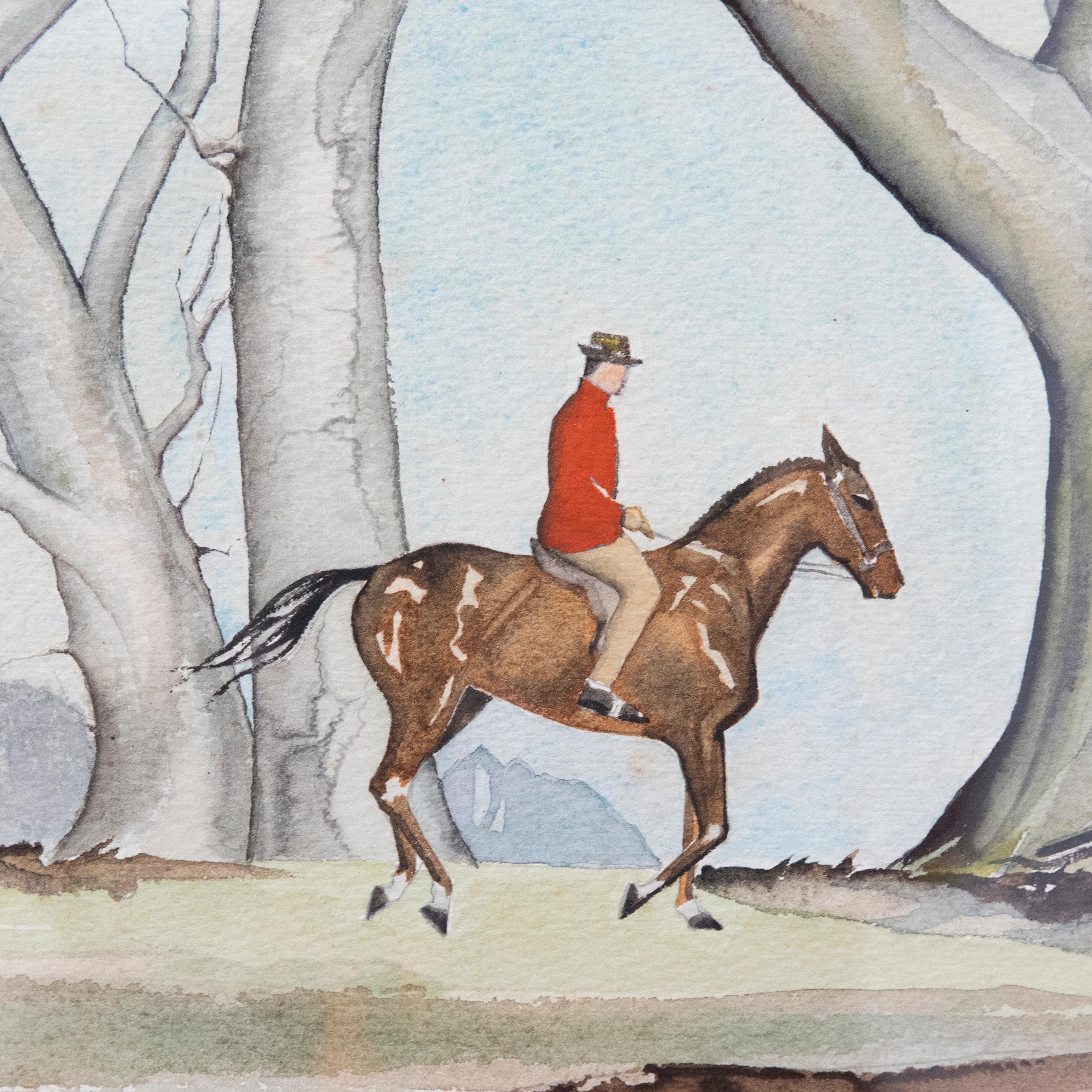 Edwin Twiss - Framed 1977 Watercolour, A Glorious Gallop For Sale 2