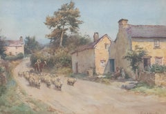 Frederick J. Knowles (1874-1931) - Acquarello incorniciato, mandriano a cavallo