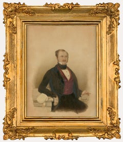 Antique 1844 Watercolour - Portrait of a Gentleman