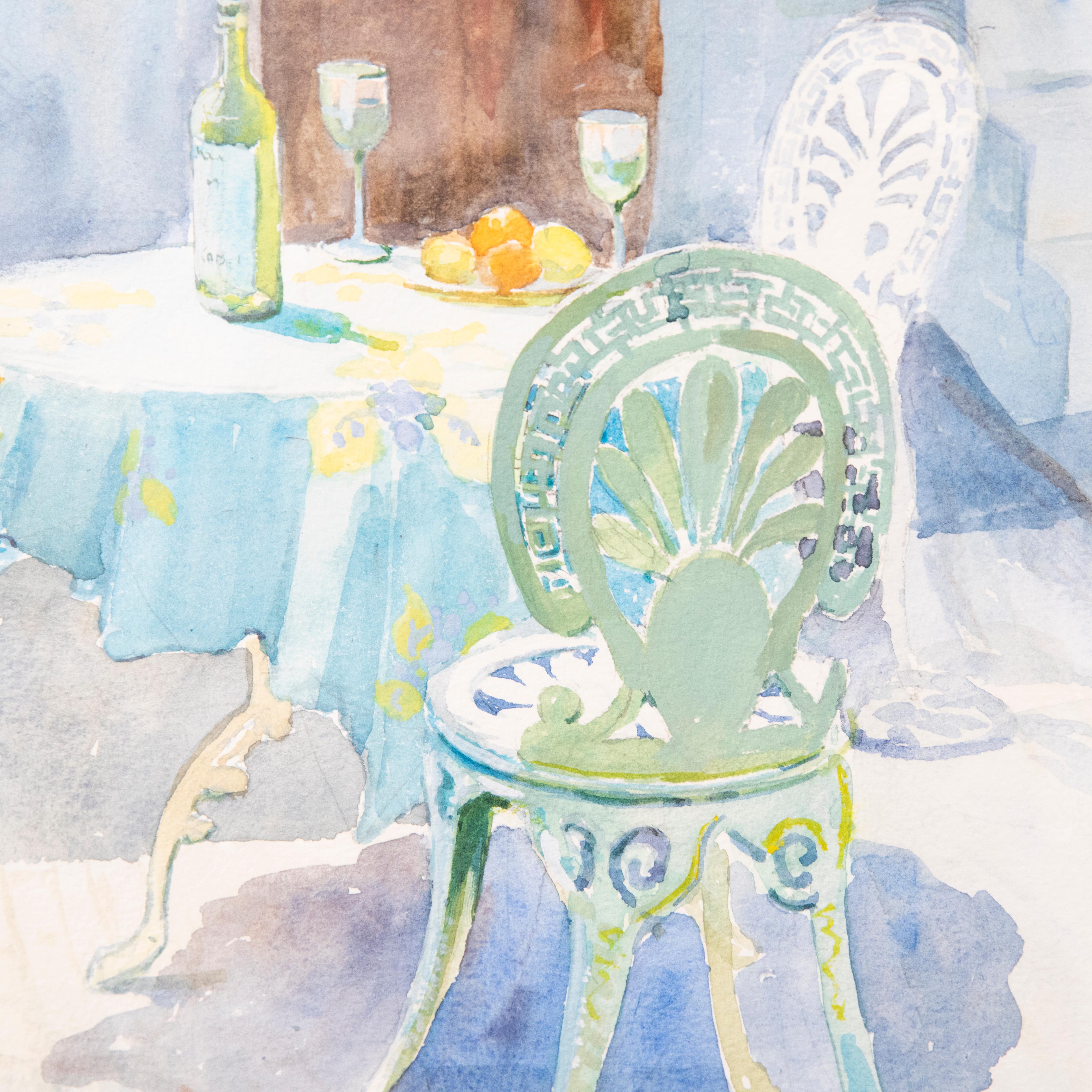 David Wood (1933-1996) - 20th Century Watercolour, Lunch in the Courtyard For Sale 1