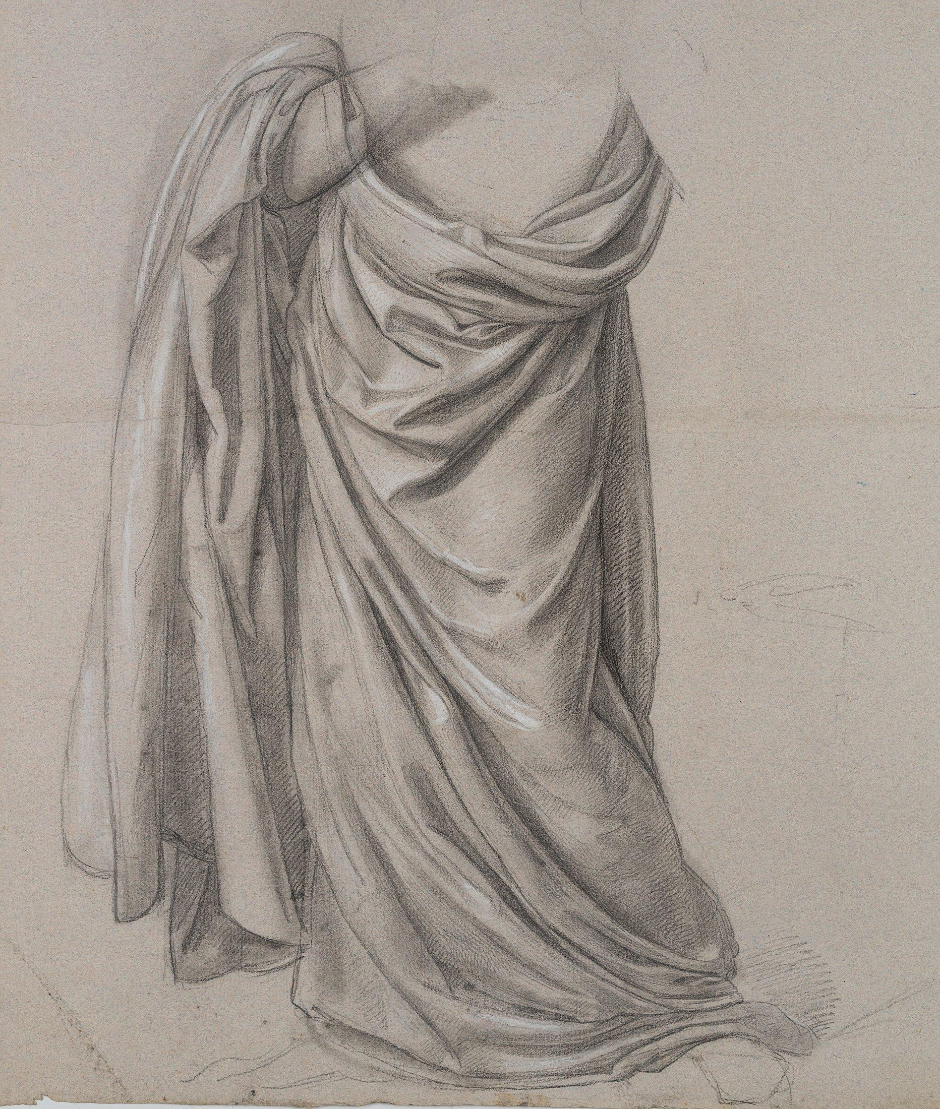 Unknown Figurative Art - Trajan Wallis (1794-1892): Garment Study as Costume Drapery