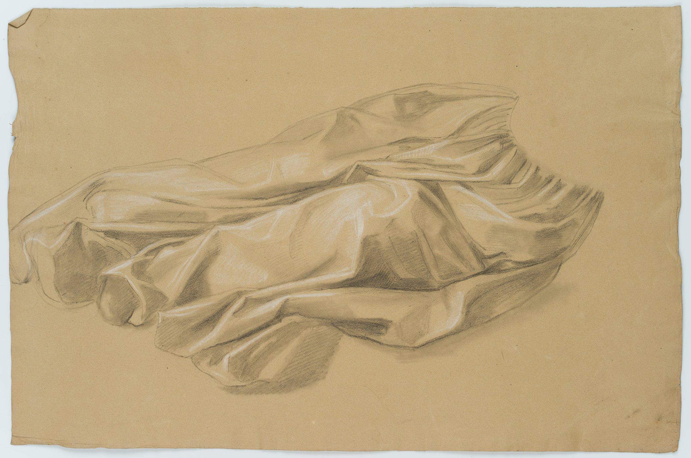 Unknown Figurative Art - Trajan Wallis (1794-1892): Study of the garment on a reclining female nude