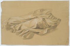 Trajan Wallis (1794-1892) : étude du vêtement sur un nu allongé