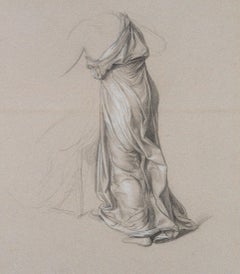 Trajan Wallis (1794-1892): Studie eines Gewänders auf einer weiblichen Figur aus der Rückseite