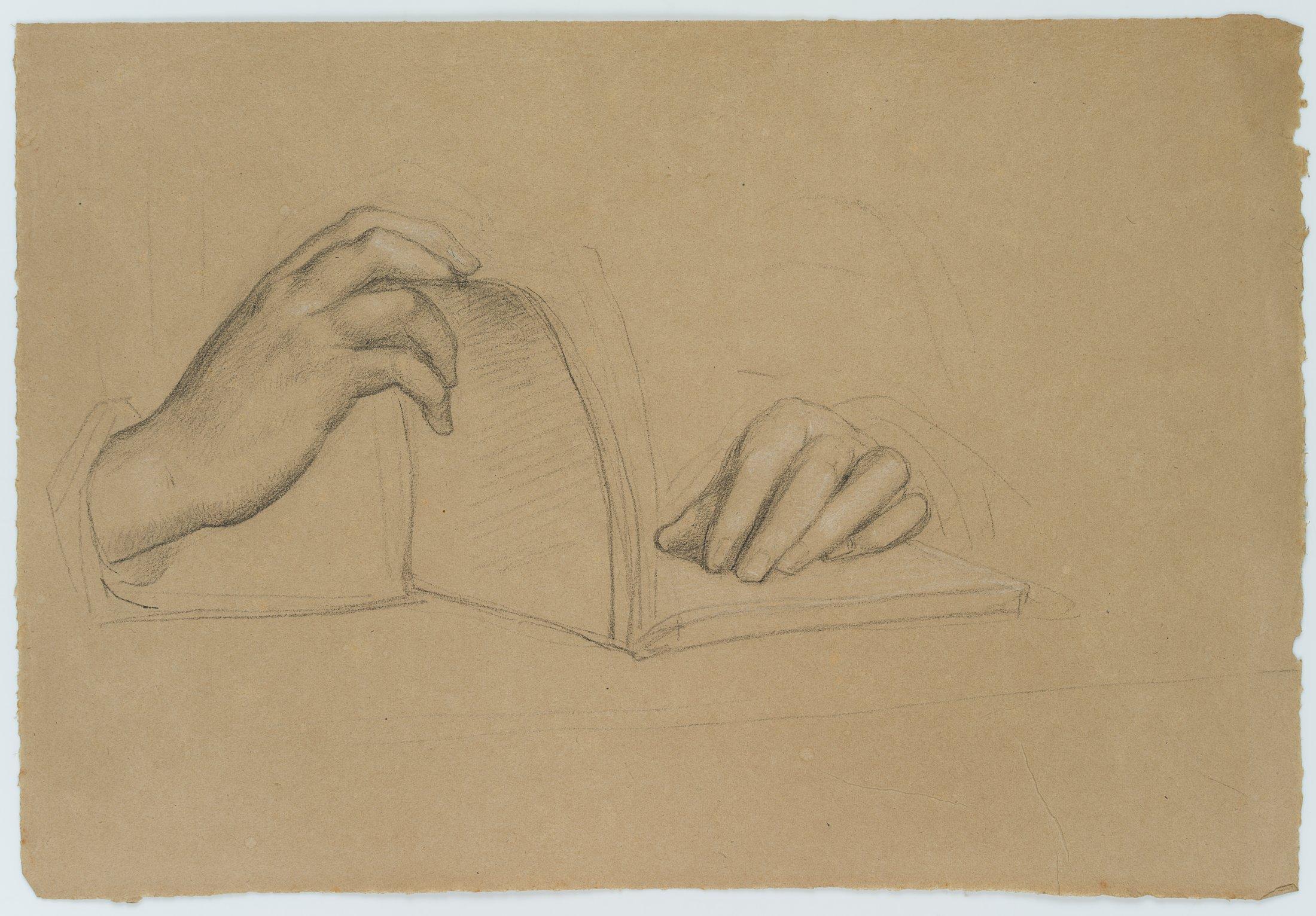 Unknown Figurative Art - Trajan Wallis (1794-1892): Hand study with book