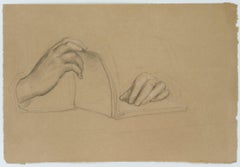 Antique Trajan Wallis (1794-1892): Hand study with book
