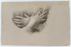 Antique Trajan Wallis (1794-1892): Hand study of crossed hands