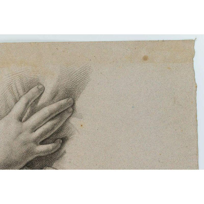 Trajan Wallis (1794-1892): Hand study of crossed hands - Romantic Art by Unknown