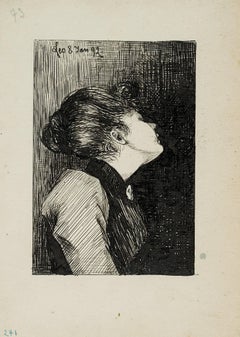 Woman with brooch looking up