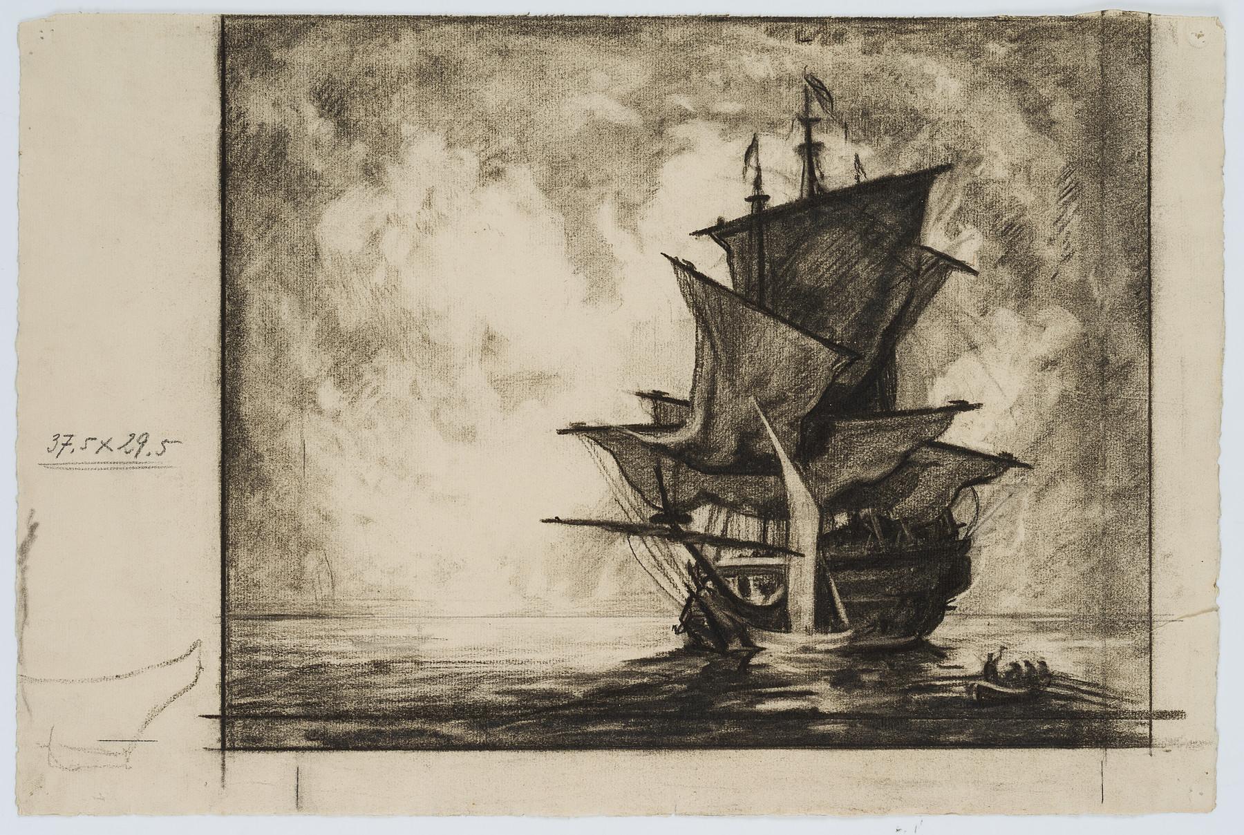 Velero anclado - Art de Carl August Walther