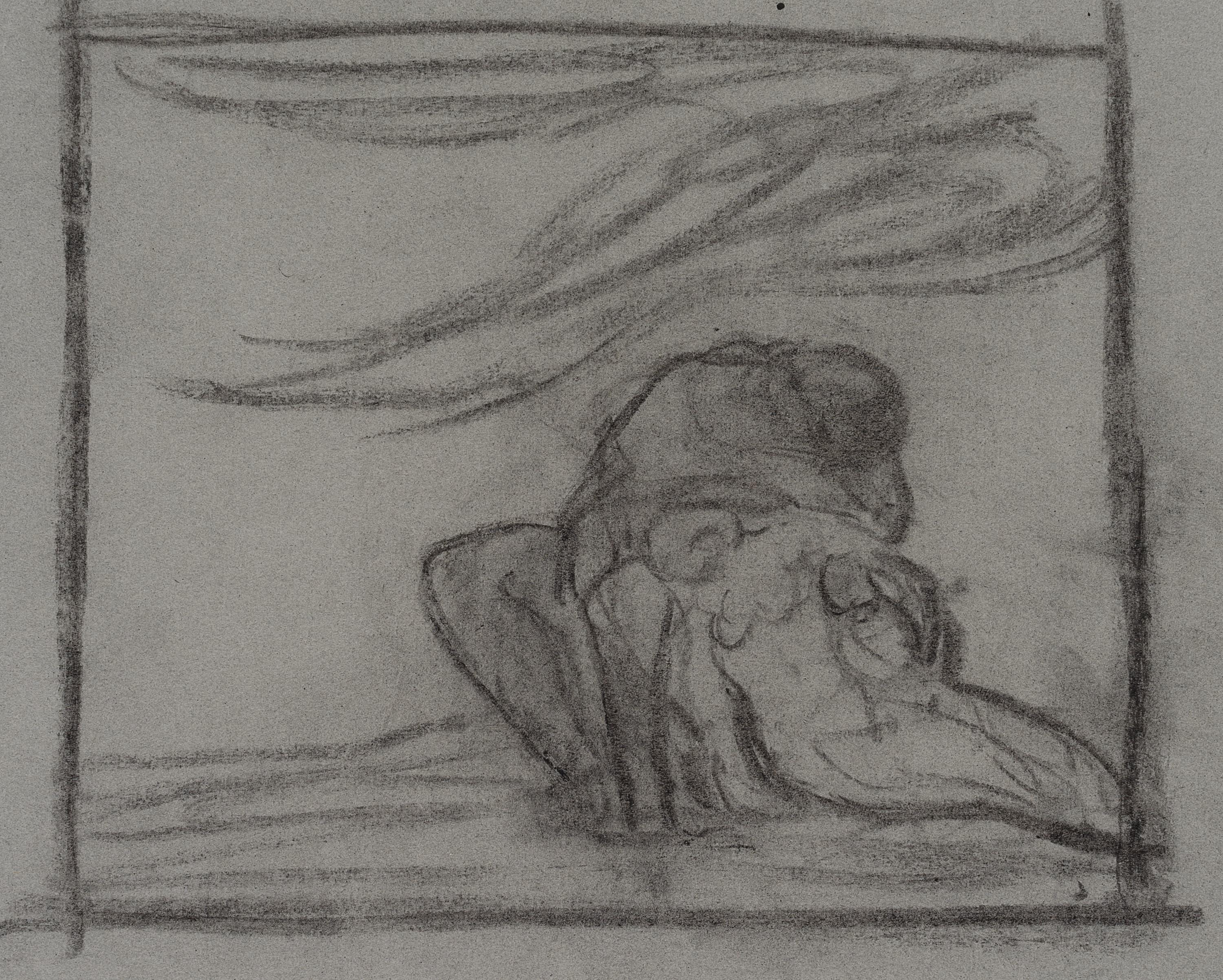 Carl August Walther Figurative Art - Study sheet with mourner