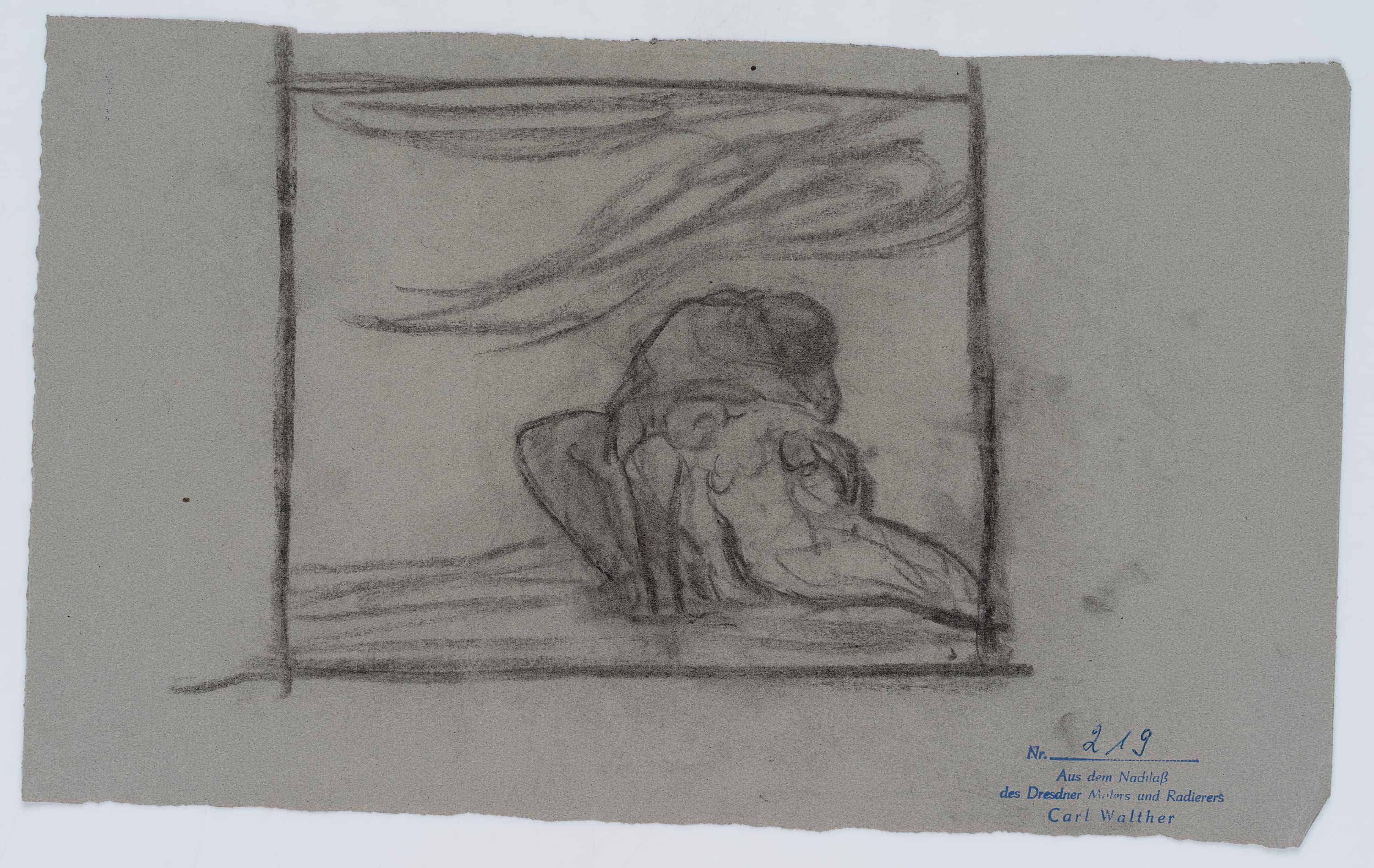 Study sheet with mourner - Symbolist Art by Carl August Walther