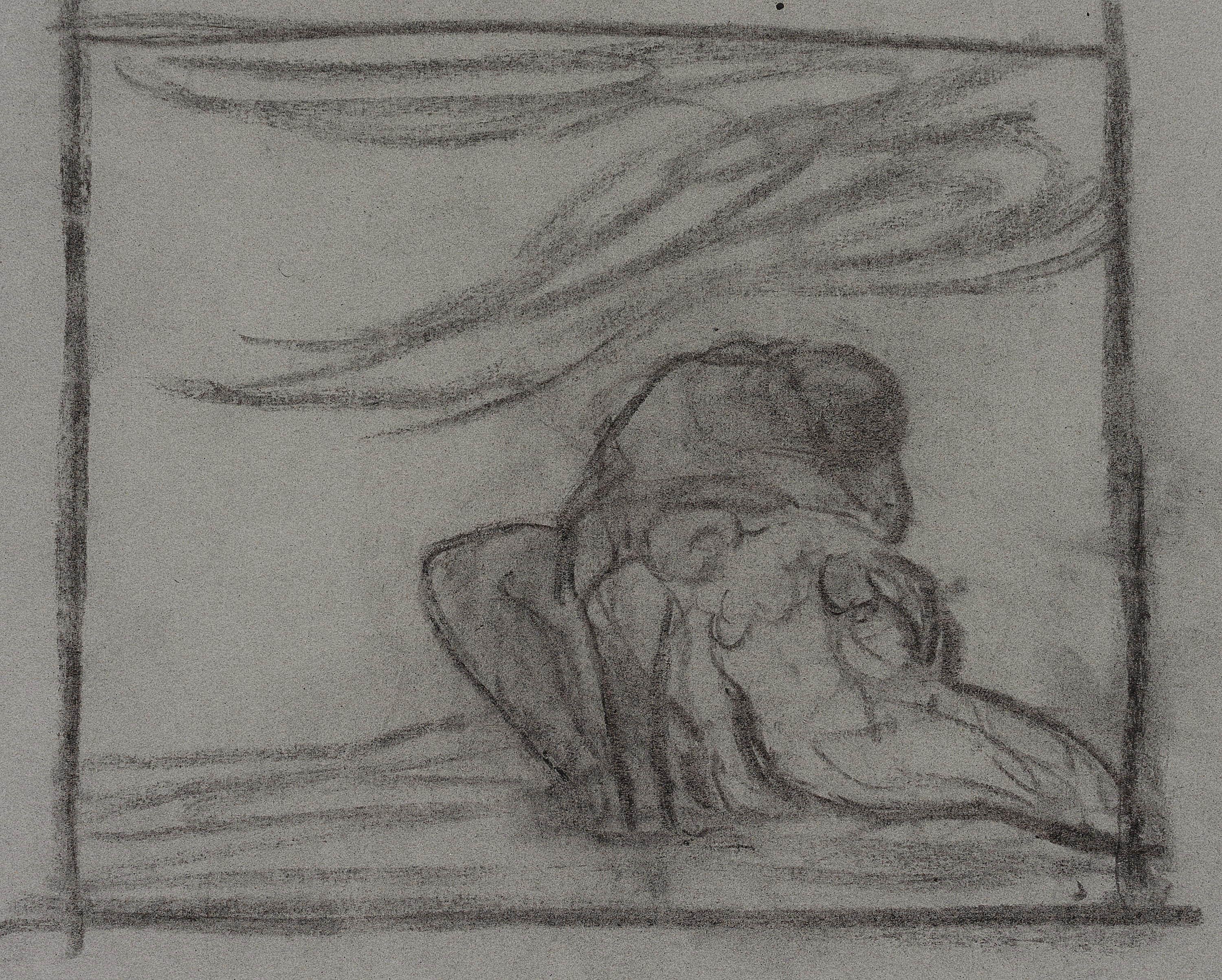 Carl August Walther (1880 Leipzig - 1956 Dresden): Study sheet with mourner, male nude with lifeless female body, 20th century, Charcoal

Technique: Charcoal on Paper

Stamp: At the bottom Estate stamp, Carl Walther. Dresden. 20th century

Date: