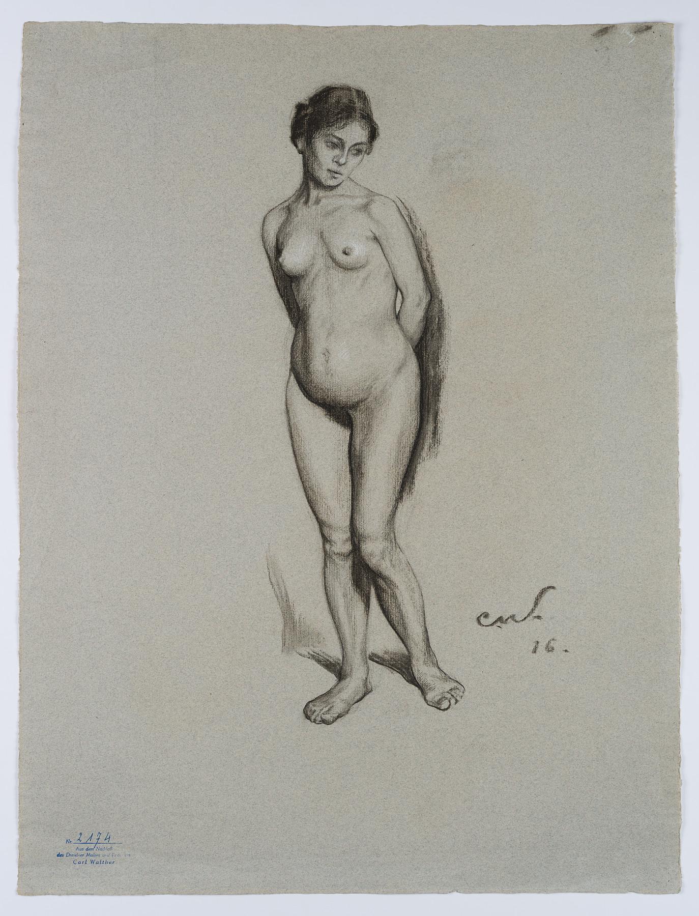 Nude study of his wife Vera - Art by Carl August Walther