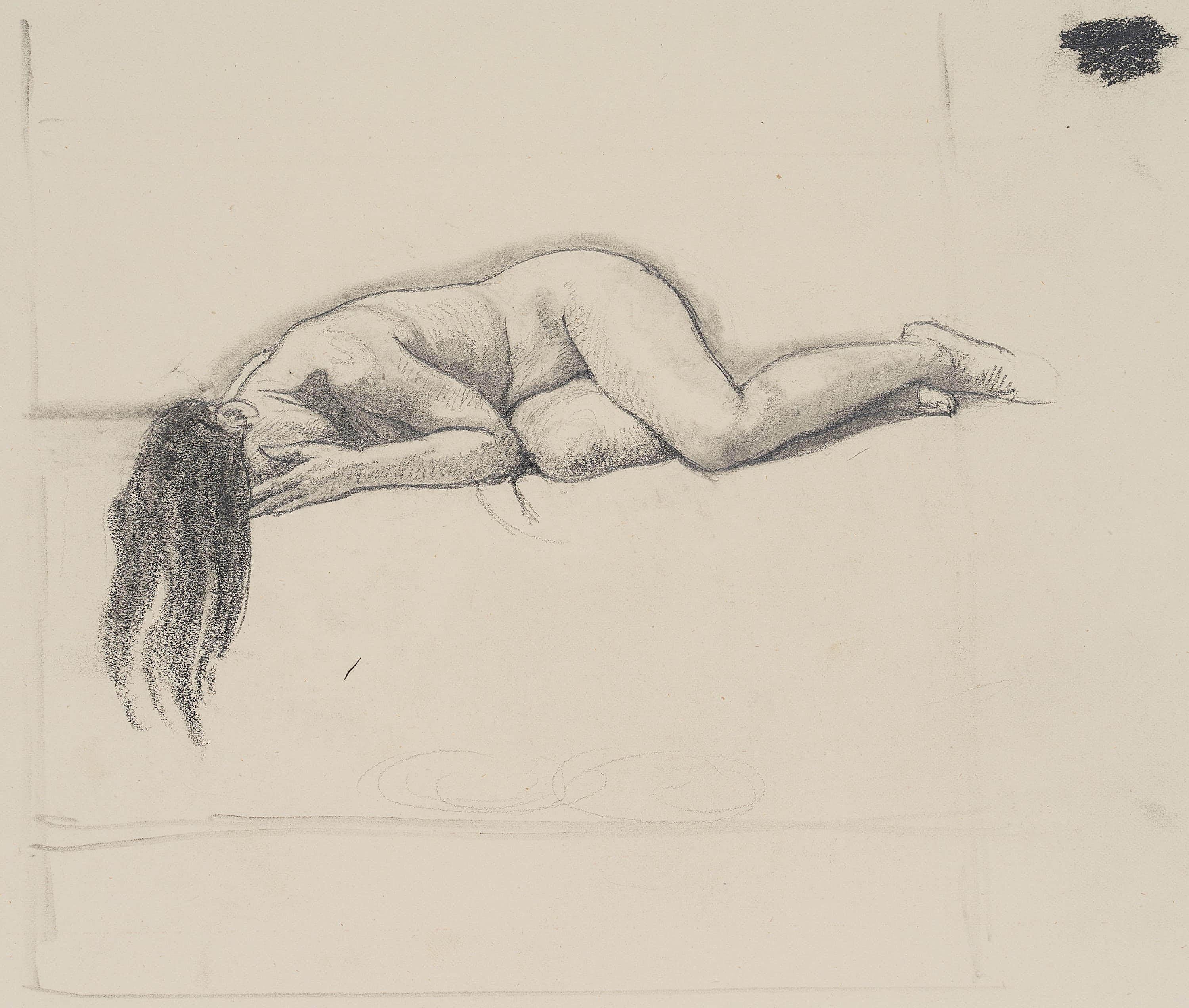 Carl August Walther (1880 Leipzig - 1956 Dresden): Mourners, Female Nude Crouching on the Ground, 20th century, Charcoal

Technique: Charcoal on Paper

Stamp: At the bottom Estate stamp, Carl Walther. Dresden. 20th century

Date: 20th