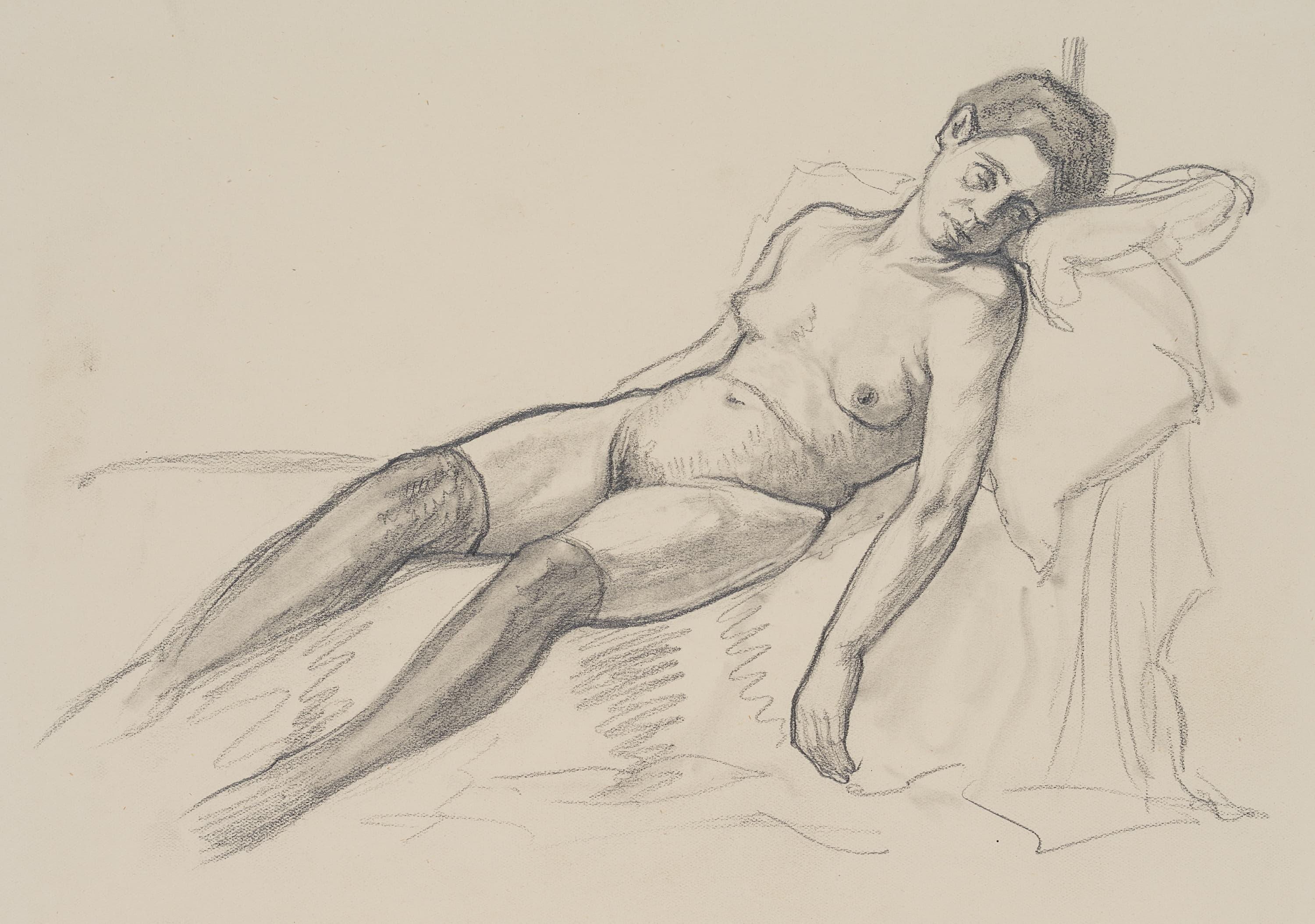 Campers, Female Nude - Art by Carl August Walther
