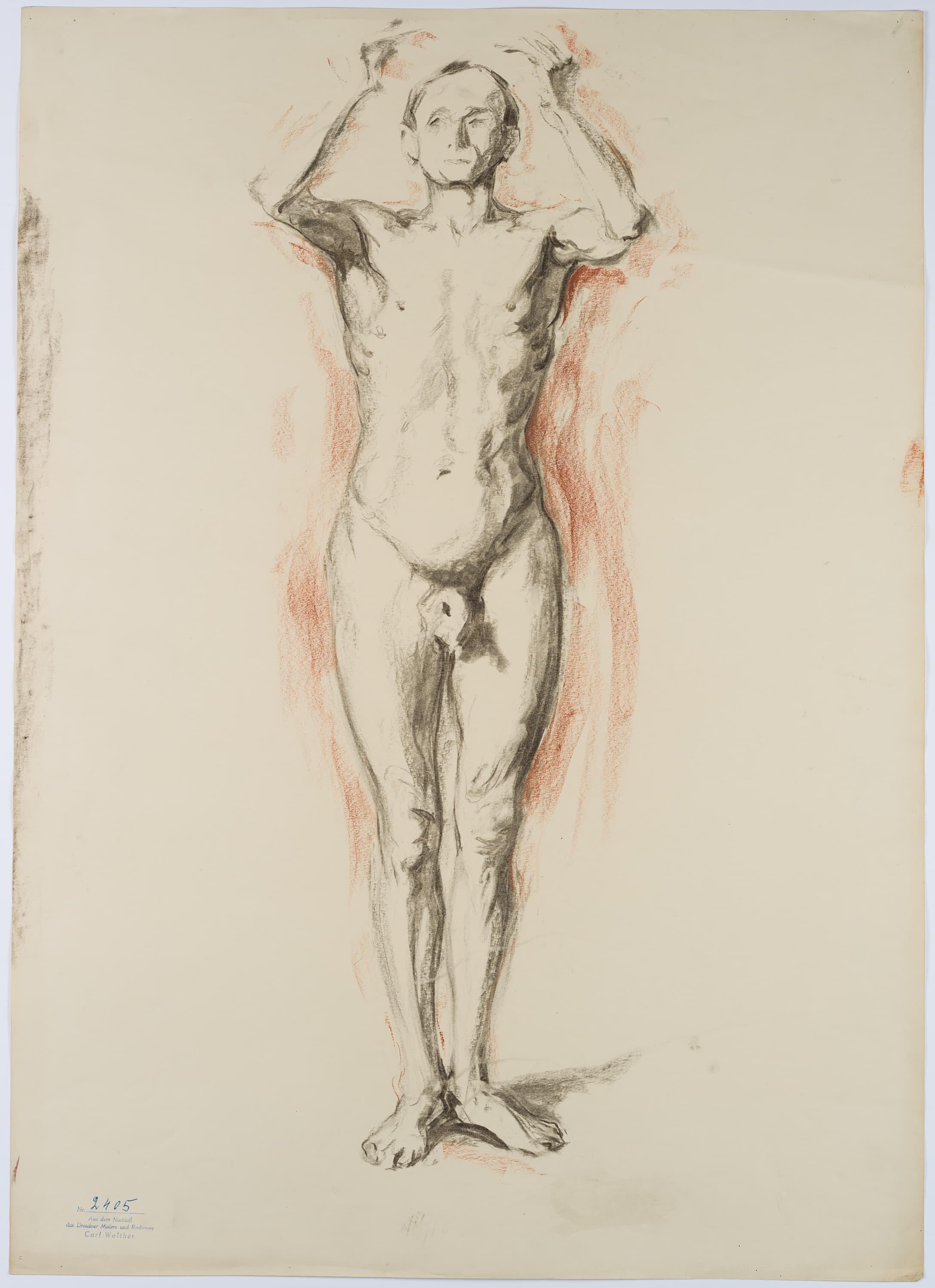 Standing male nude - Art by Carl August Walther