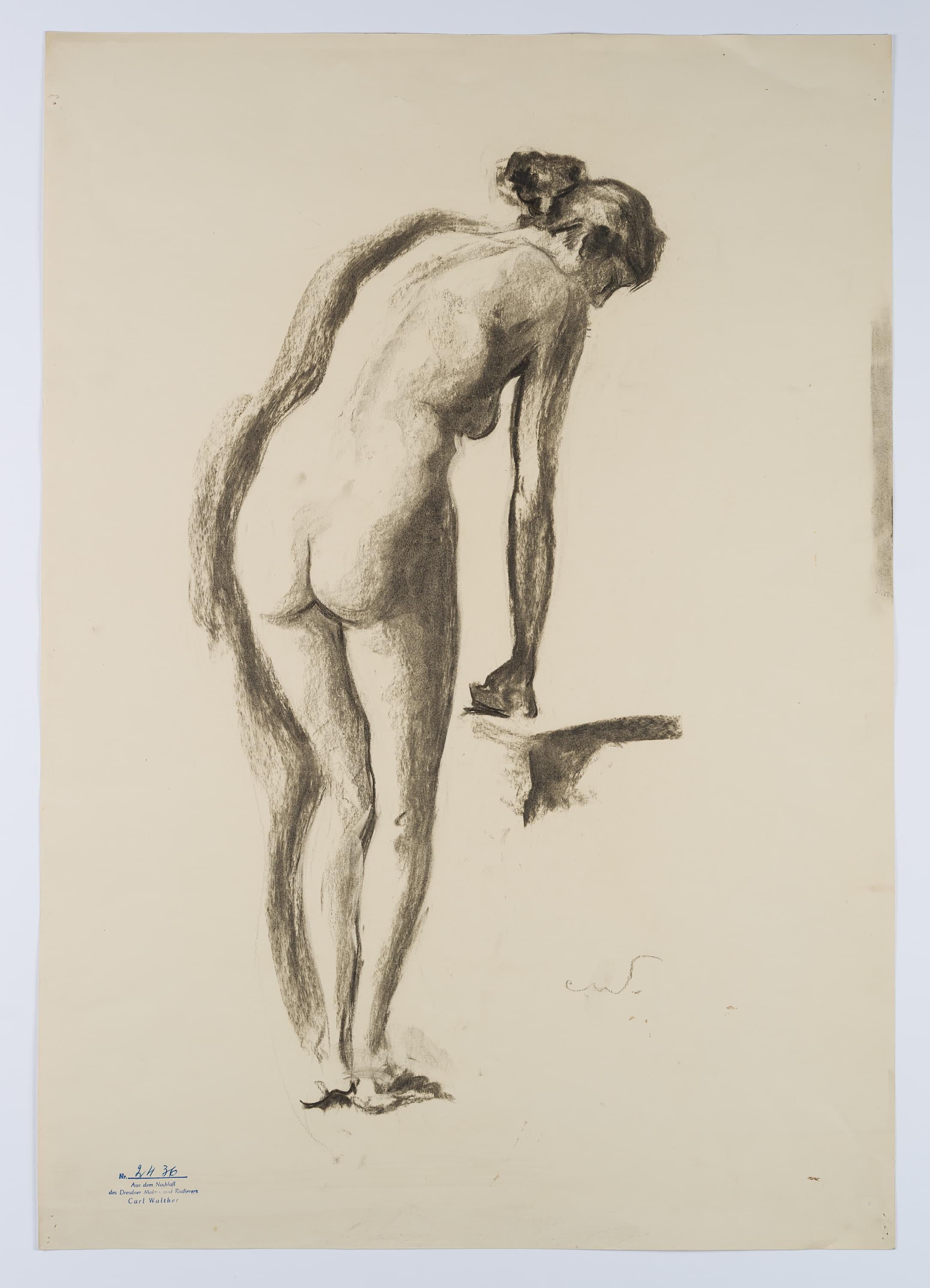 Female back nude - Art by Carl August Walther