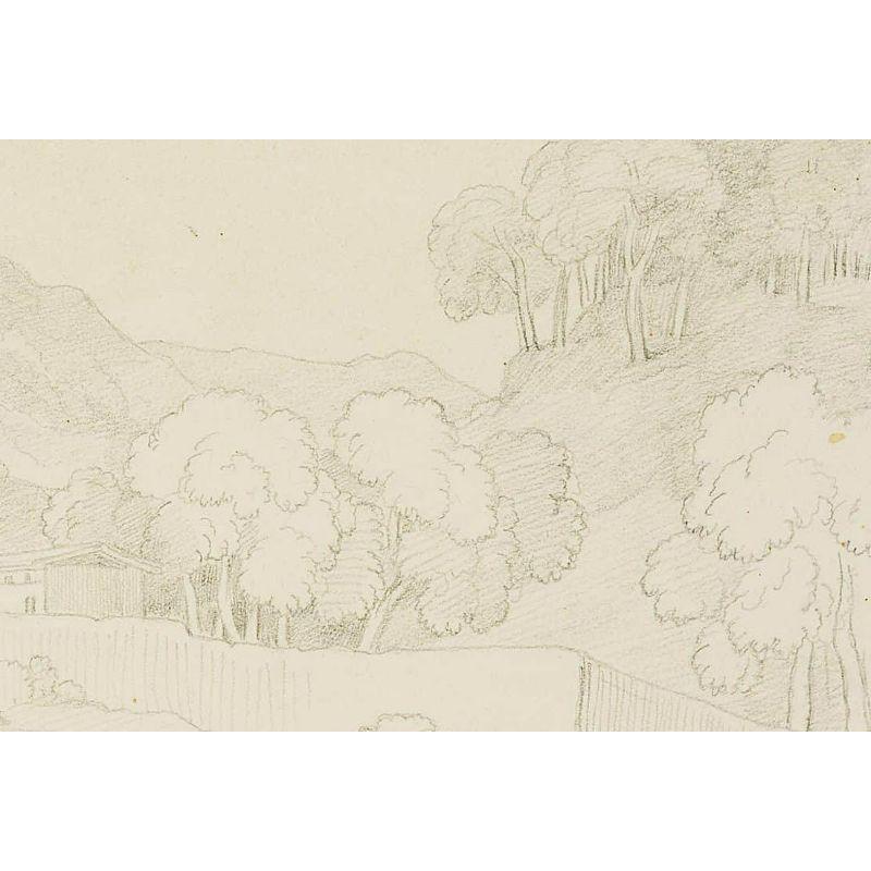 George Augustus Wallis (1761 Merton (London) - 1847 Florence): Italian Landscape with Group of Houses, 19th century, Pencil

Technique: Pencil on Paper

Date: 19th century

Description: The drawing shows a farmstead with a surrounding wall in a