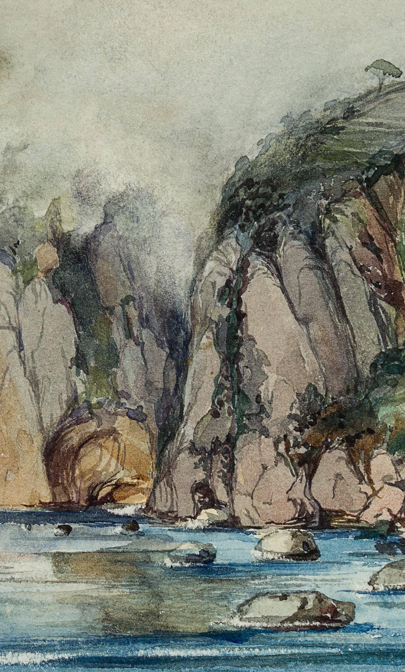 Rocky coast near Capri - Romantic Art by Leo Primavesi