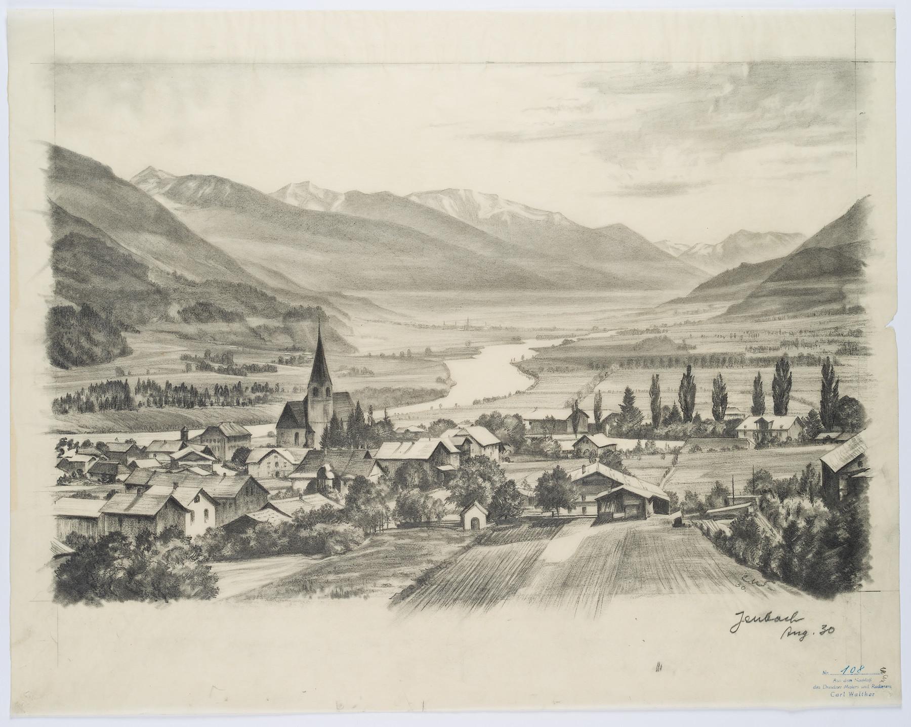 Carl August Walther Landscape Art - Landscape near Jenbach in Tyrol