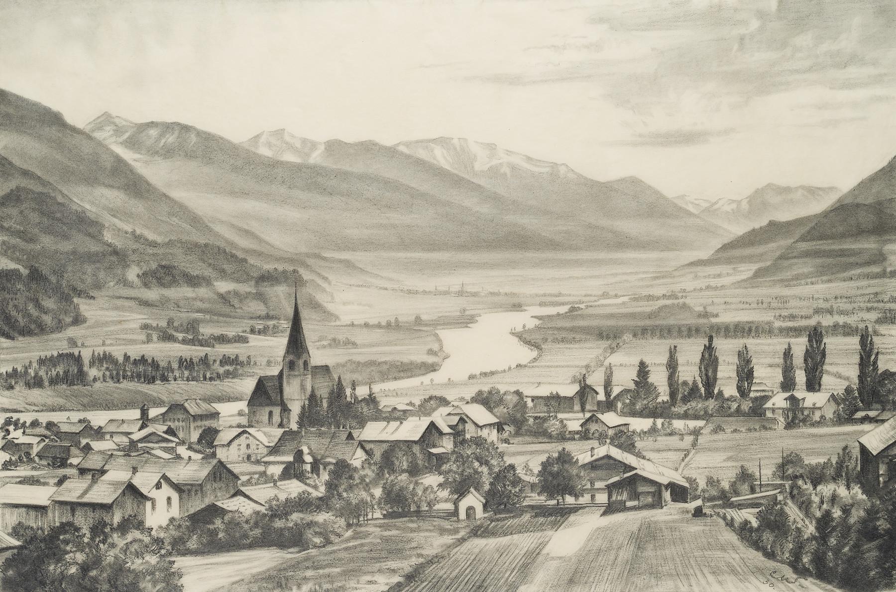 Landscape near Jenbach in Tyrol - Art by Carl August Walther