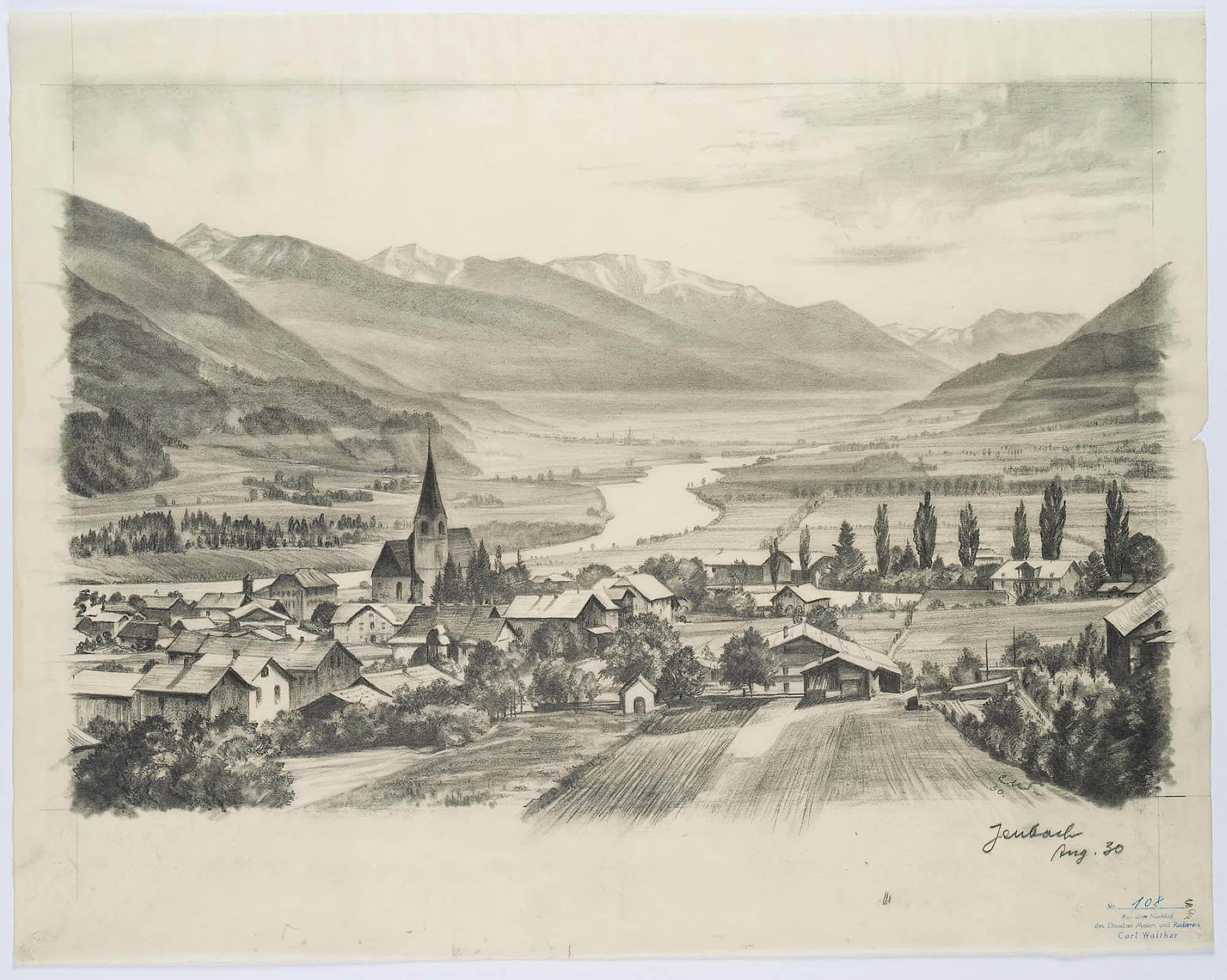 Landscape near Jenbach in Tyrol - Realist Art by Carl August Walther
