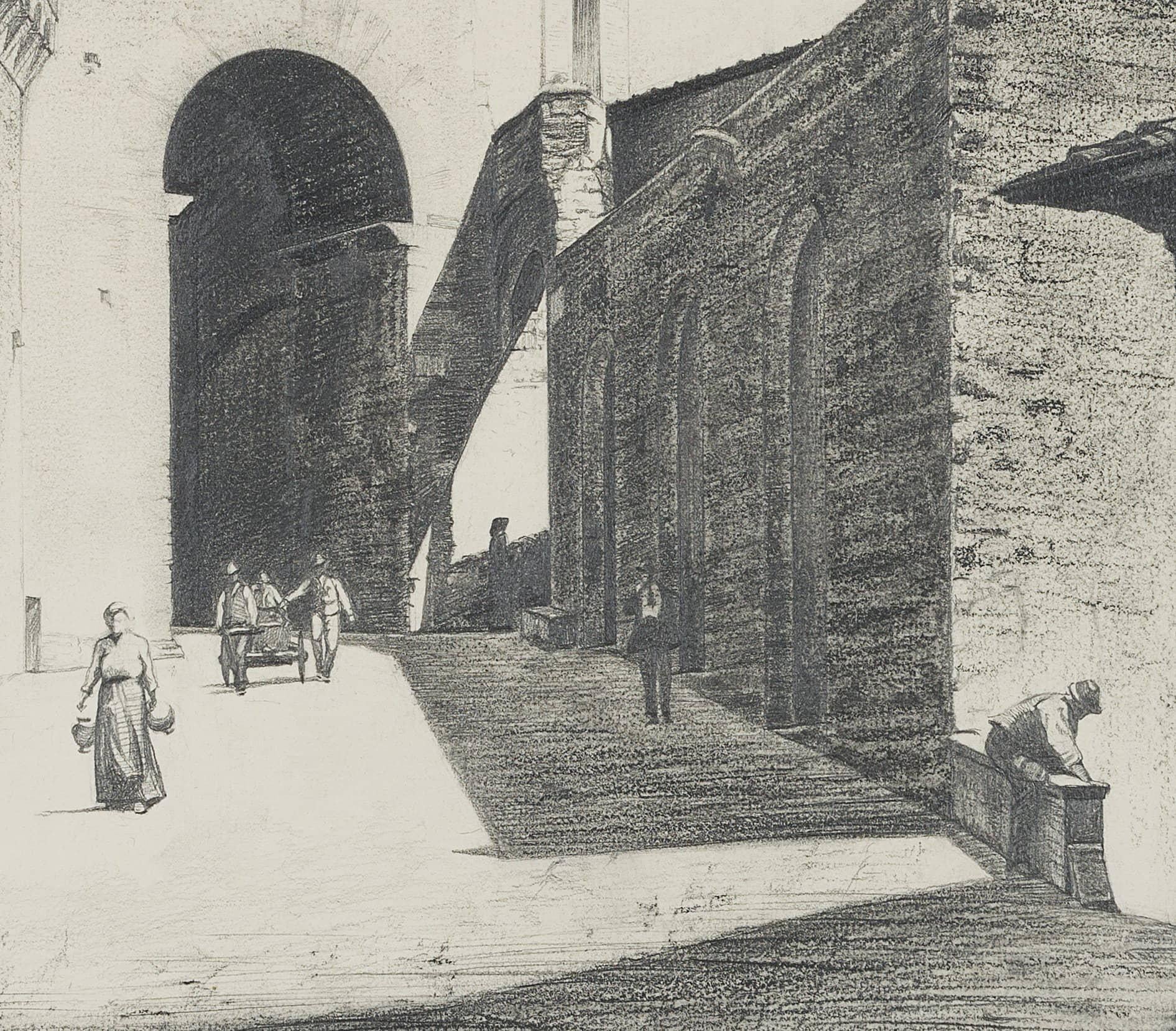 Arco dei Becci in San Gimignano - Art by Carl August Walther