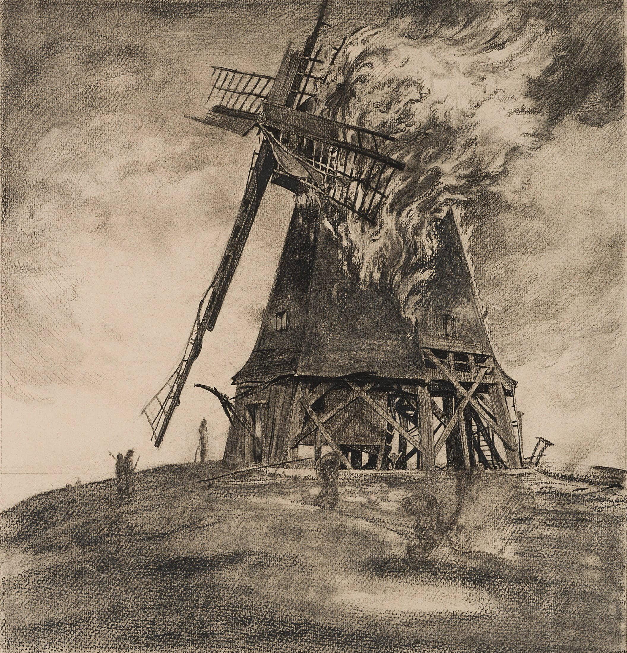Carl August Walther Landscape Art - The mill fire