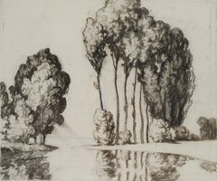 Lakescape with poplars