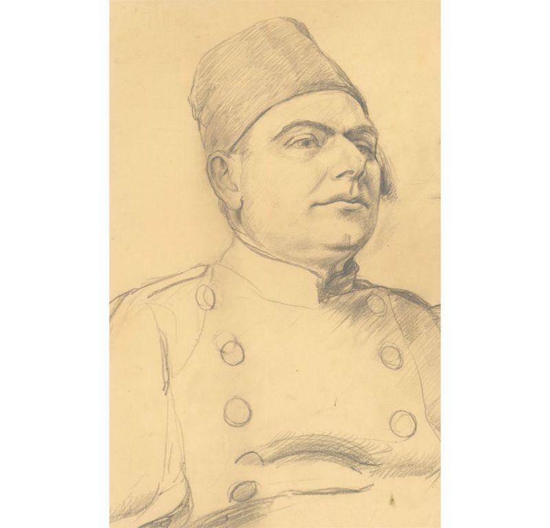 Ernest Procter Portrait - Ernest Proctor (1886-1935) - Graphite Drawing, Sketch of a Man in Uniform