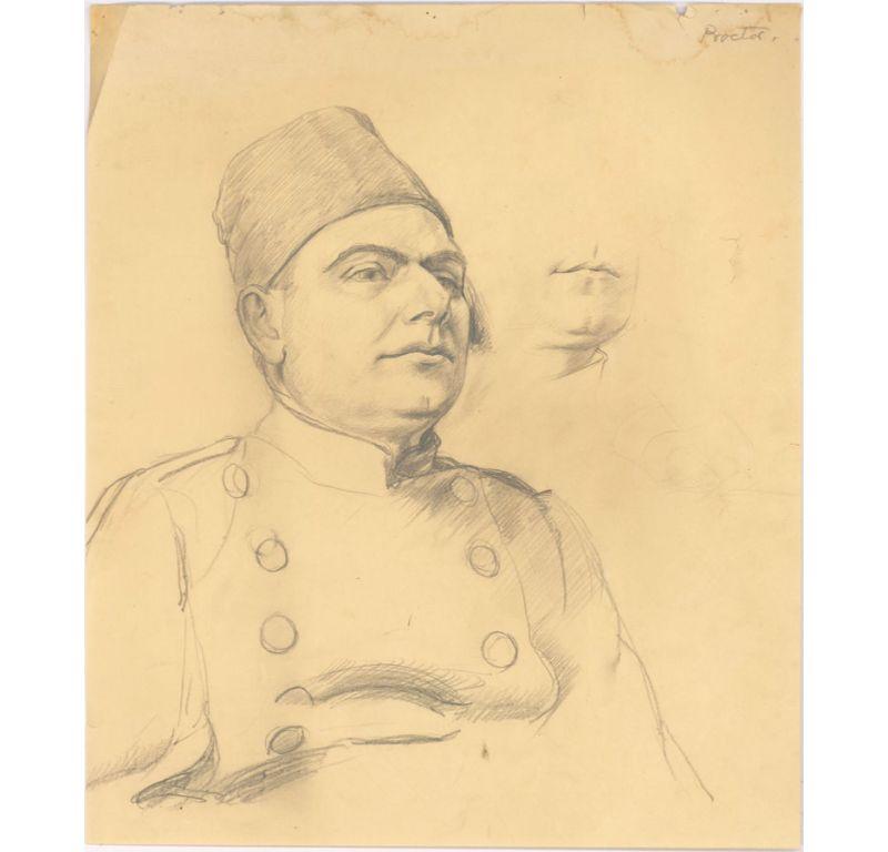 Ernest Proctor (1886-1935) - Graphite Drawing, Sketch of a Man in Uniform - Art by Ernest Procter