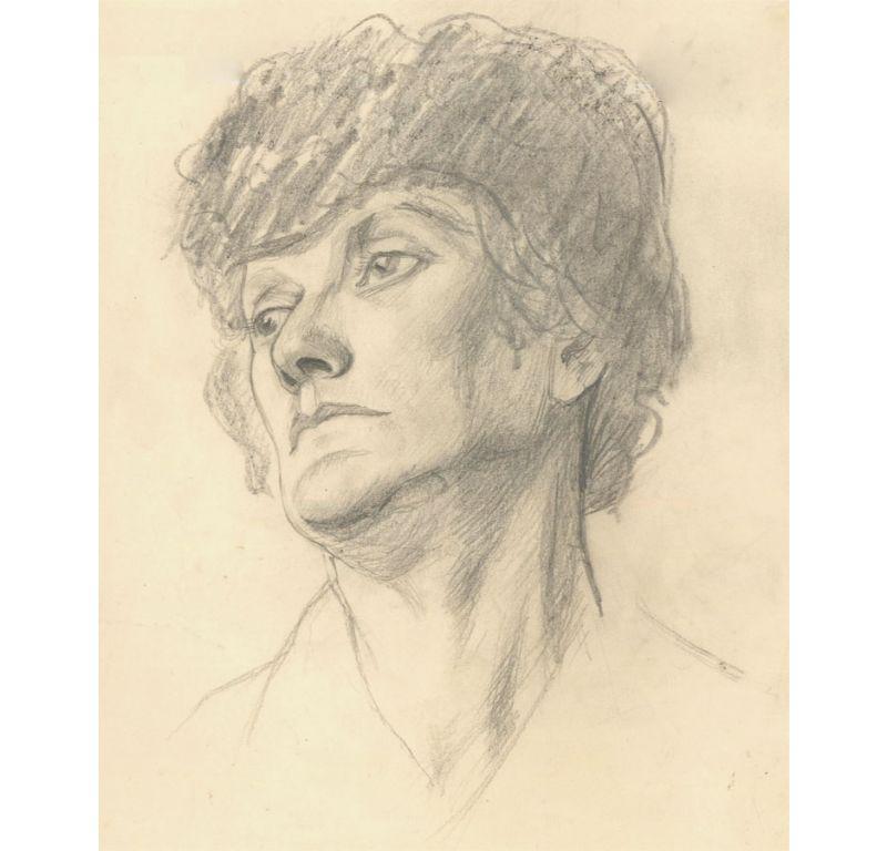 Ernest Procter Portrait – Ernest Proctor (1886-1935) – Graphitzeichnung, Porträt einer Frau