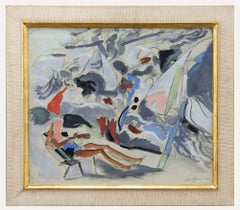20th Century Gouache - Watching Waves