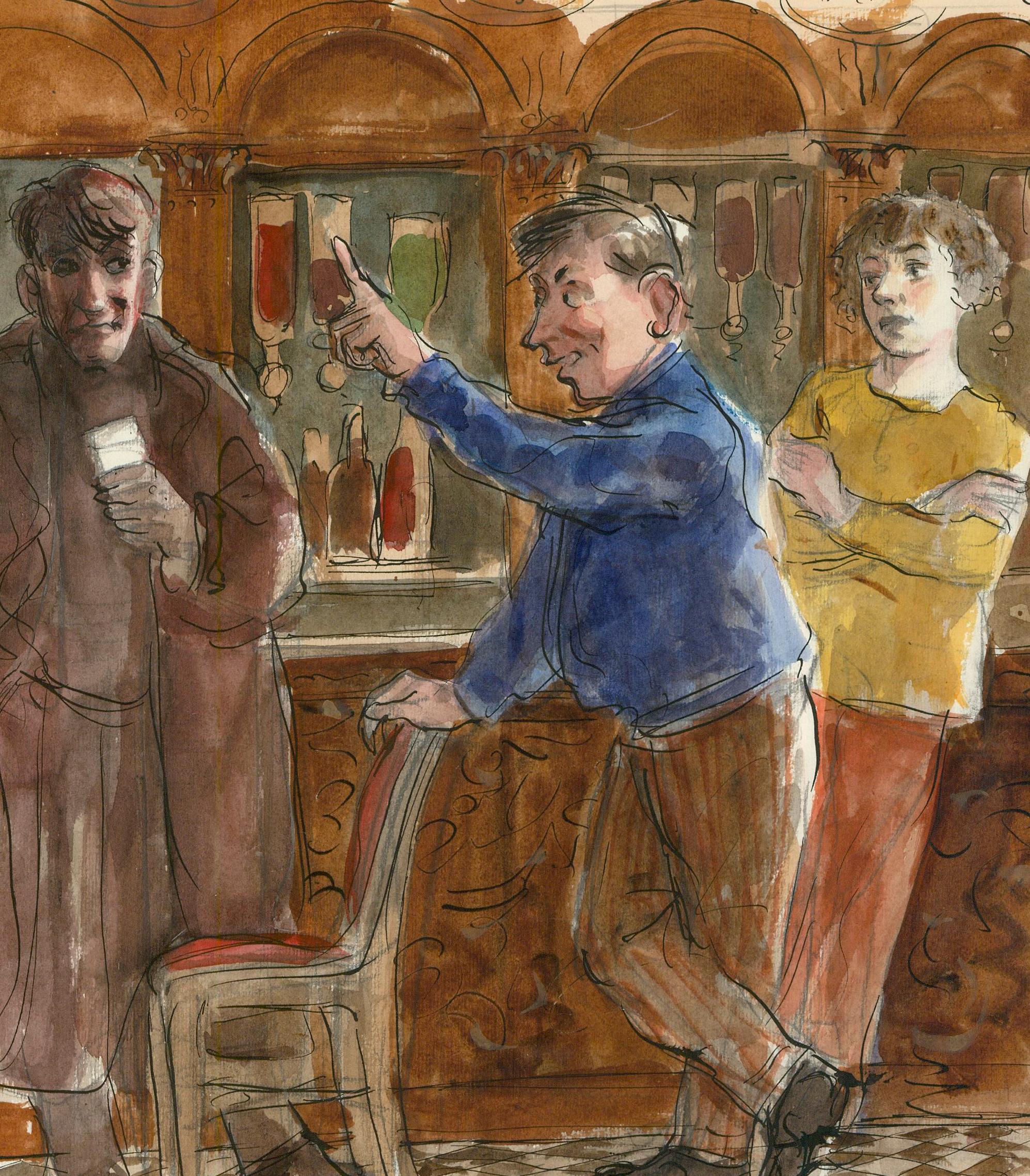 Peter Campbell (1931-1989) - 20th Century Watercolour, Hugh Brogan at the Pub For Sale 1