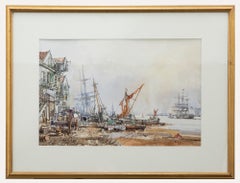 John Sutton (né en 1935) - Aquarelle du 20e siècle encadrée représentant les navires