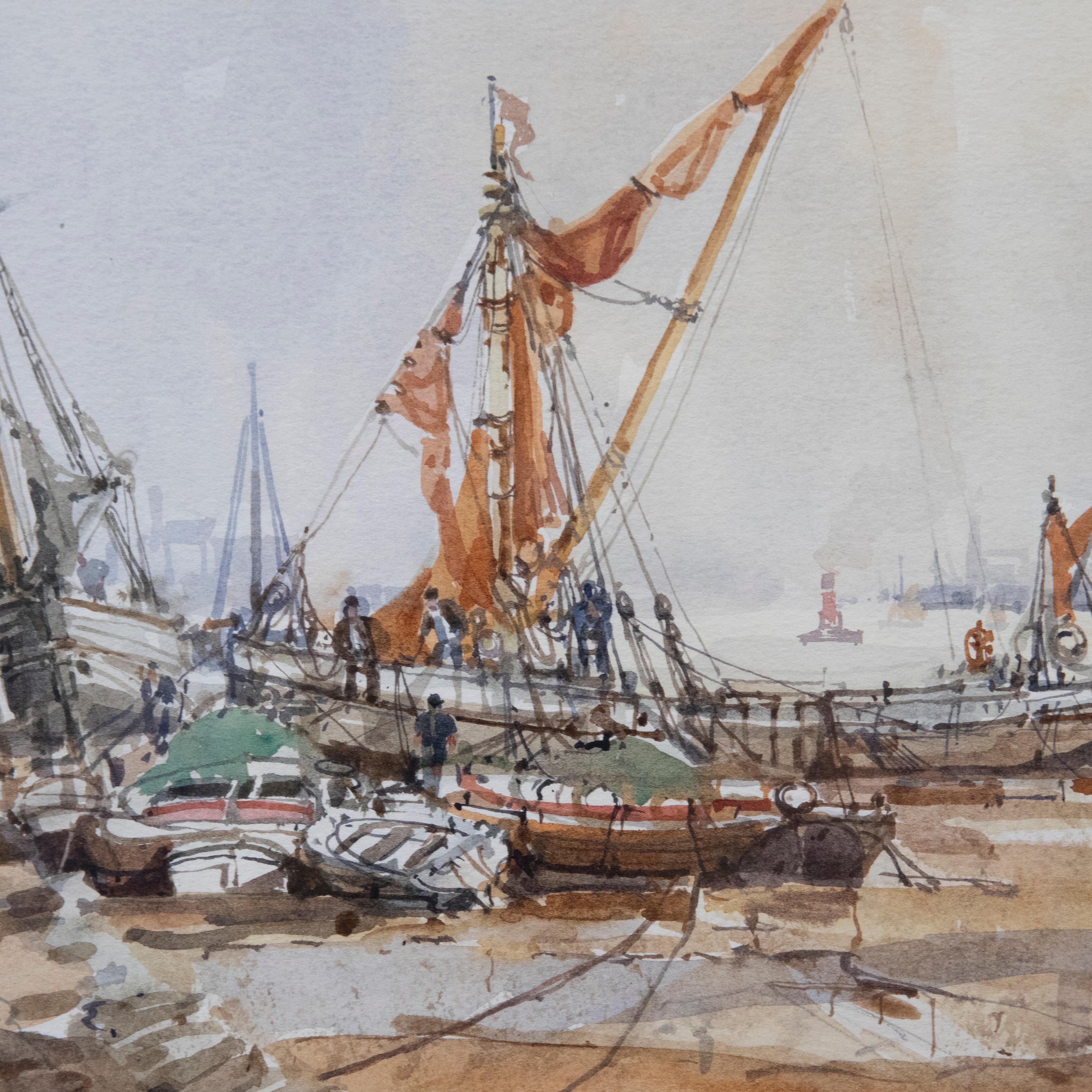 John Sutton (b.1935) - Framed 20th Century Watercolour, Loading the Ships For Sale 2