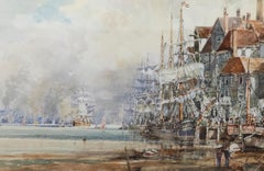 John Sutton (geb. 1935) - Gerahmtes Aquarell des 20. Jahrhunderts, Schiffe im Hafen