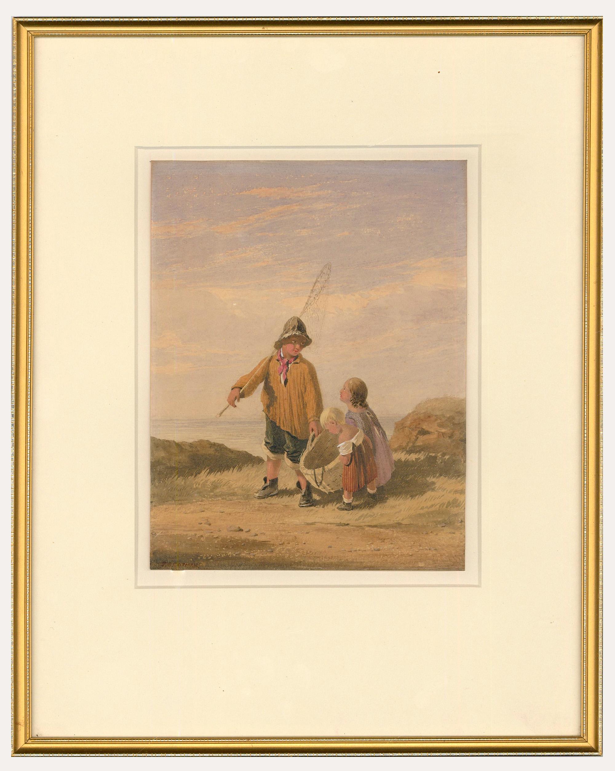Unknown Figurative Art - Early 19th Century Watercolour - The Fisherman's Children