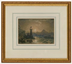 Late 19th Century Watercolour - Lighthouse on the Cliffs