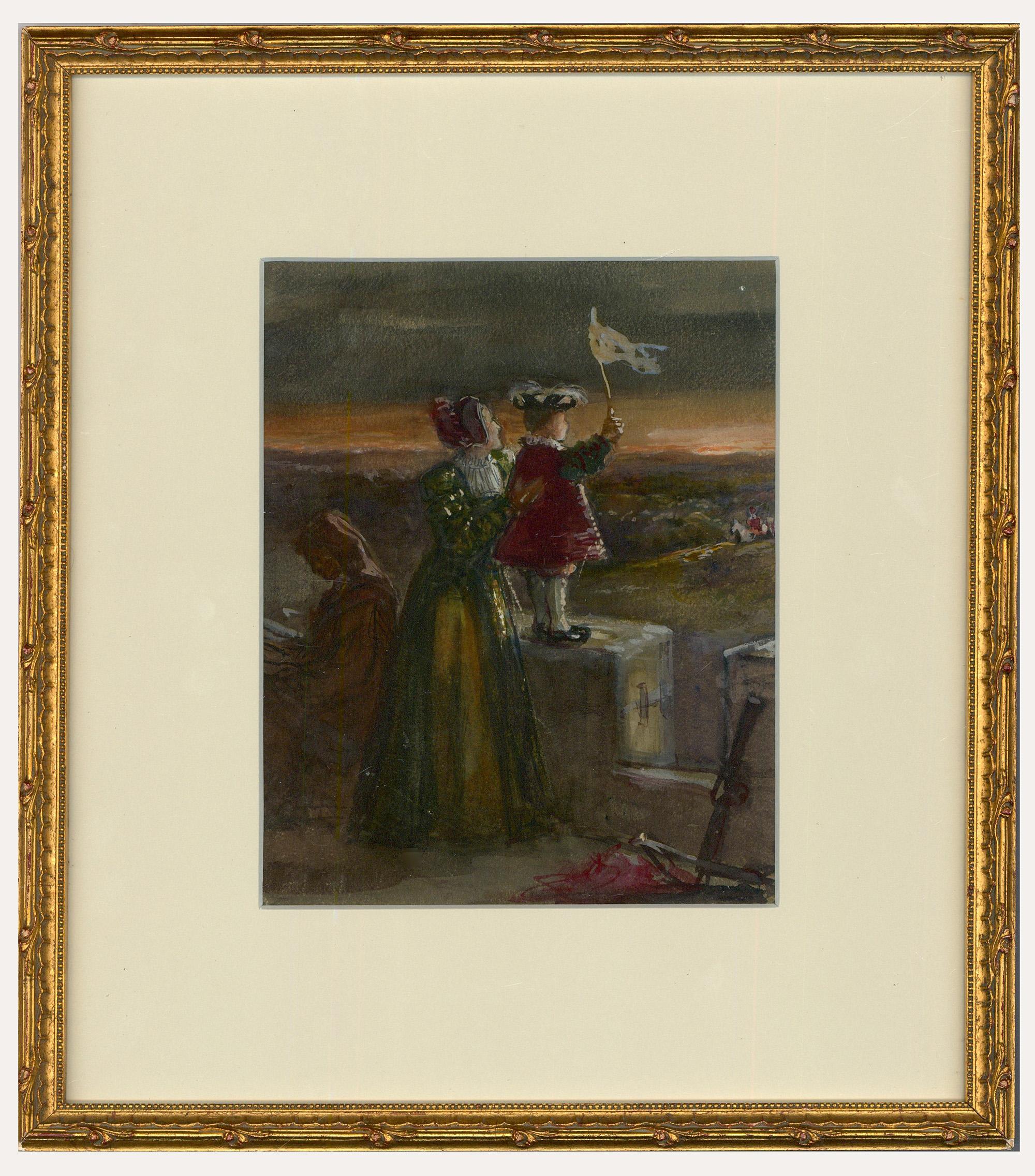Unknown Figurative Art - Late 19th Century Gouache - Last Goodbyes