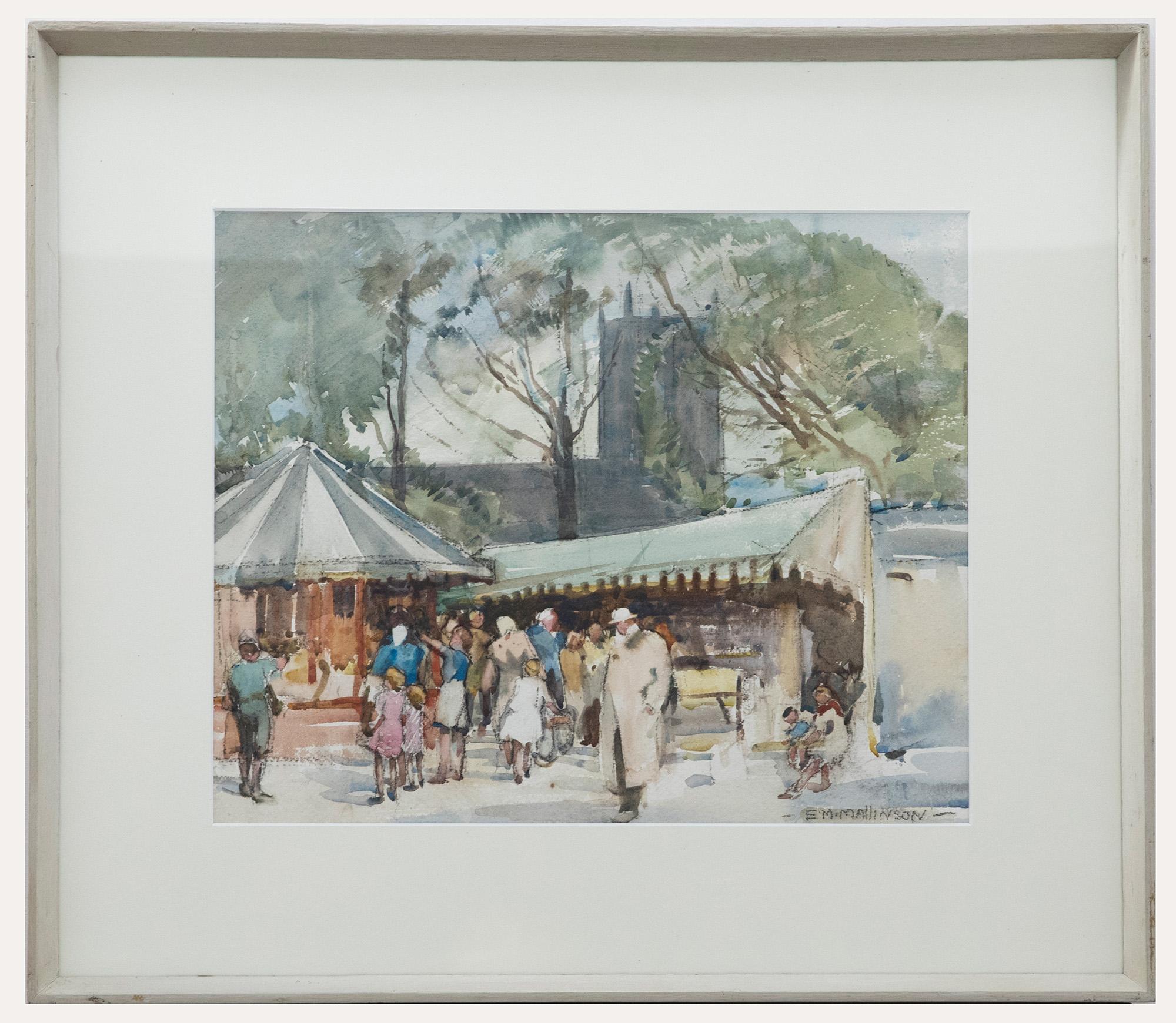 Unknown Figurative Art - Ethel M. Mallinson (fl.1917-1940) - Framed Watercolour, Fun at The Fair