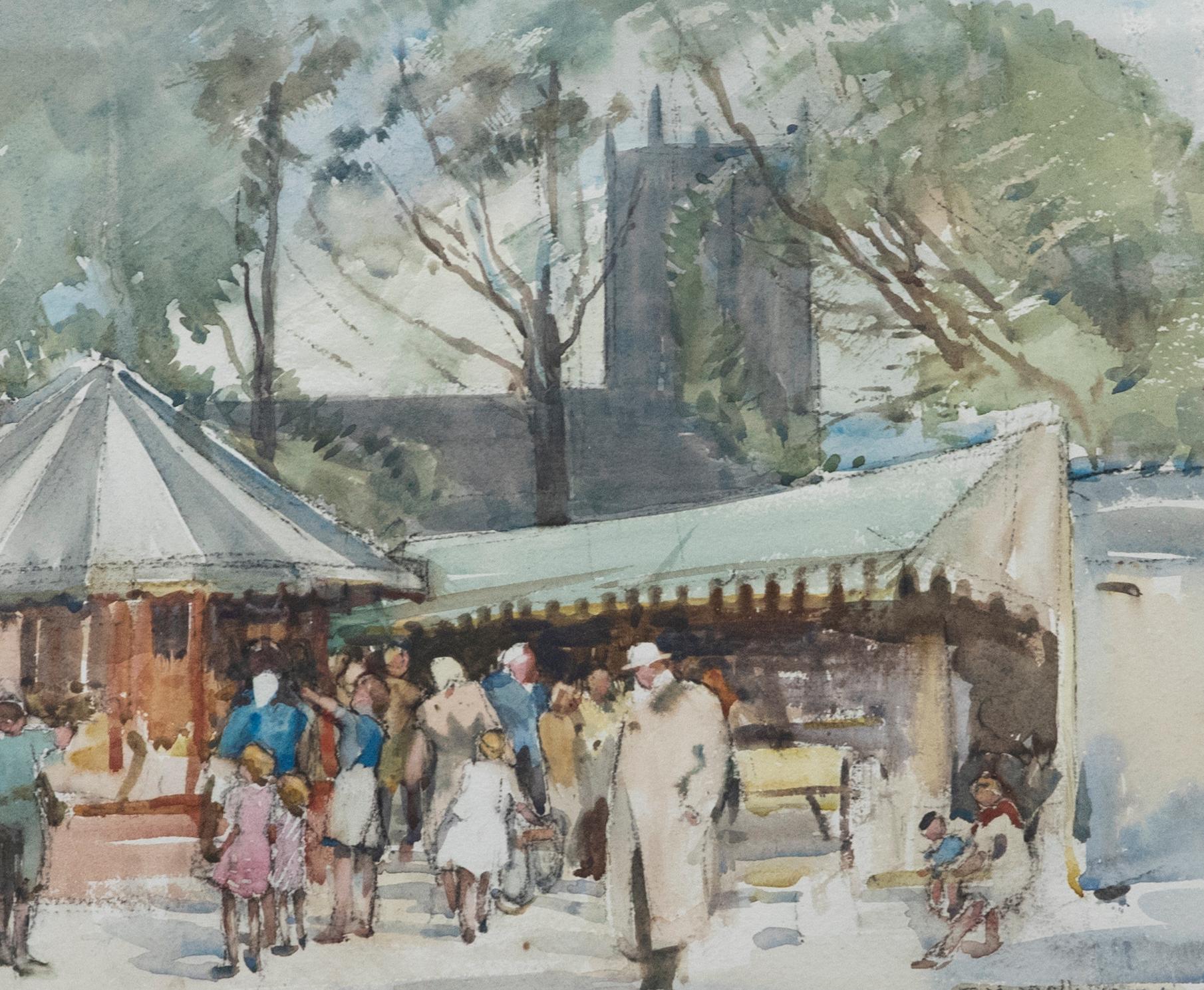 Ethel M. Mallinson (fl.1917-1940) - Framed Watercolour, Fun at The Fair - Art by Unknown