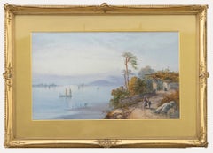 Frank Catano (fl.1880-1920) - Aquarelle encadrée de la fin du 19e siècle, baie italienne