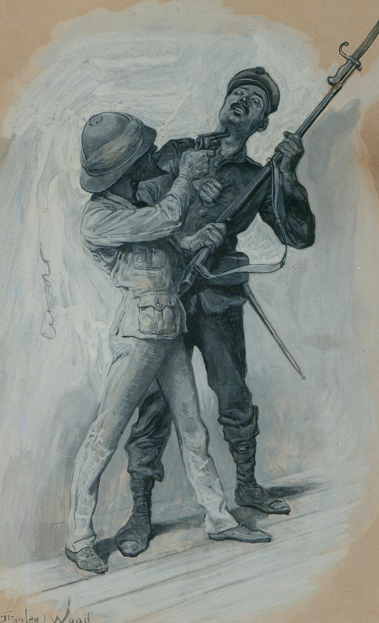 Stanley Llewellyn Wood (1866-1928) - Late 19th Century Gouache, Surrender! - Art by Stanley L. Wood