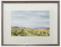 George Sear - Acquerello contemporaneo incorniciato, La valle del Wylye
