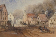 Mid 19th Century Watercolour - Continental Village Scene