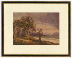 Antique Early 19th Century Watercolour - A Windy Walk by the Loch
