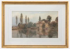 Edward Tucker (1825-1909) - Watercolour, Watermill Across the Pond